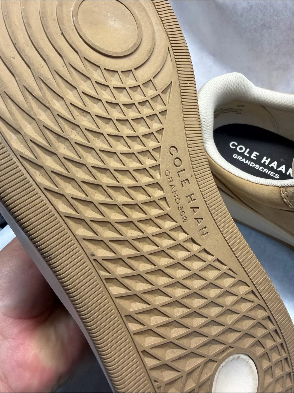 Cole Haan Men’s Tan Suede Low-Top Sneakers with White Trim